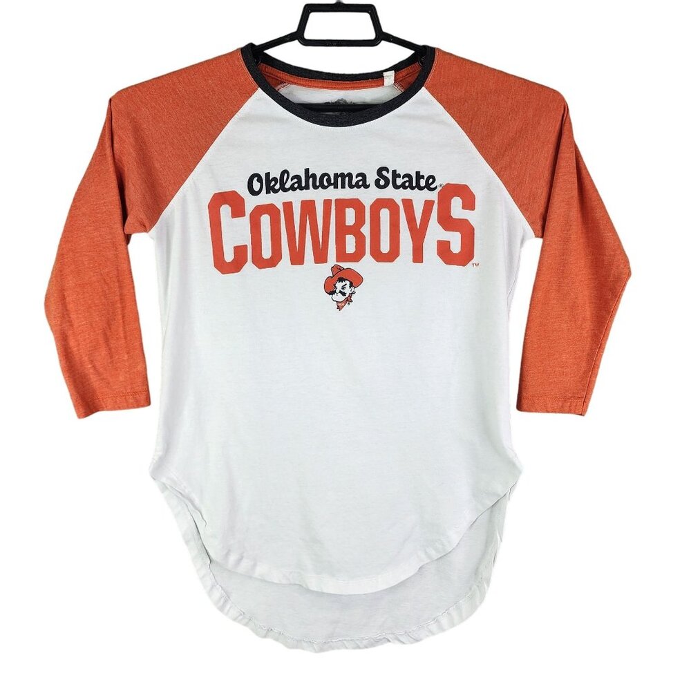 Womens Oklahoma State Cowboys Raglan Shirt 3/4 Sleeve Three Square Size L
